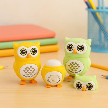 Kiwoo Owl Sharpener & Eraser 🦉✨