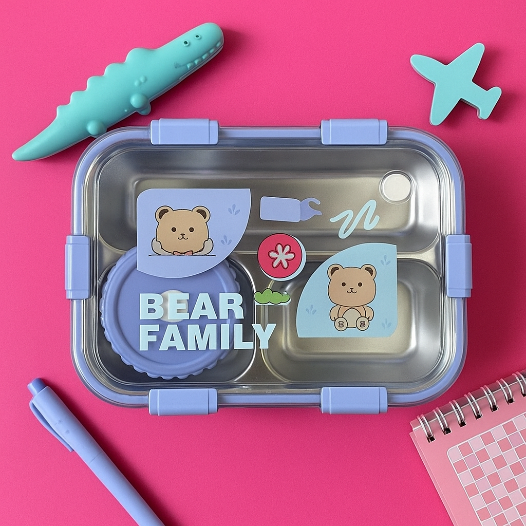 Bear Bento Steel Lunch Box - KIQOO