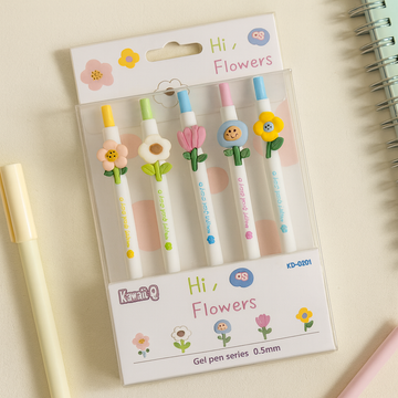 Kiwoo Hi-Flower Gel Pens 🌸🖊️ (Pack of 5)