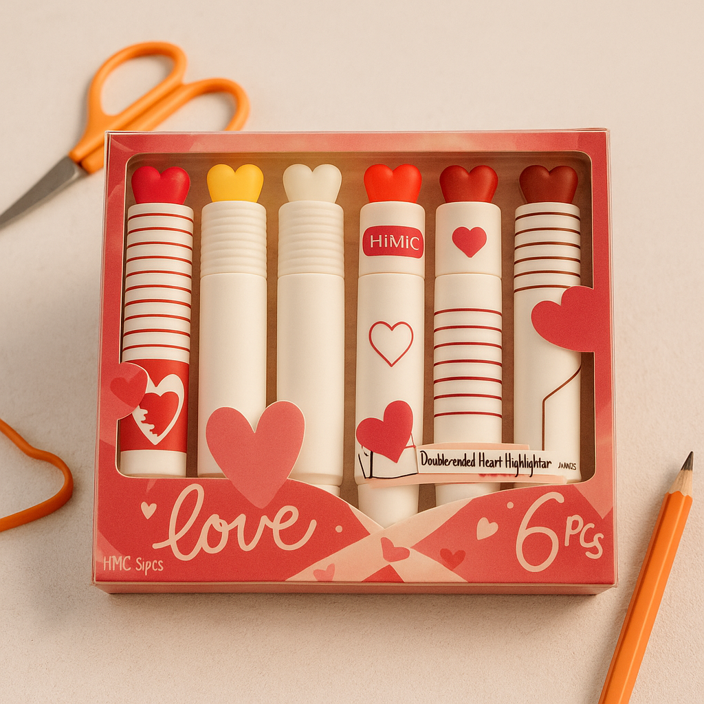 Kiwoo PeachyHearts Highlighters (6 pcs) πποΈ