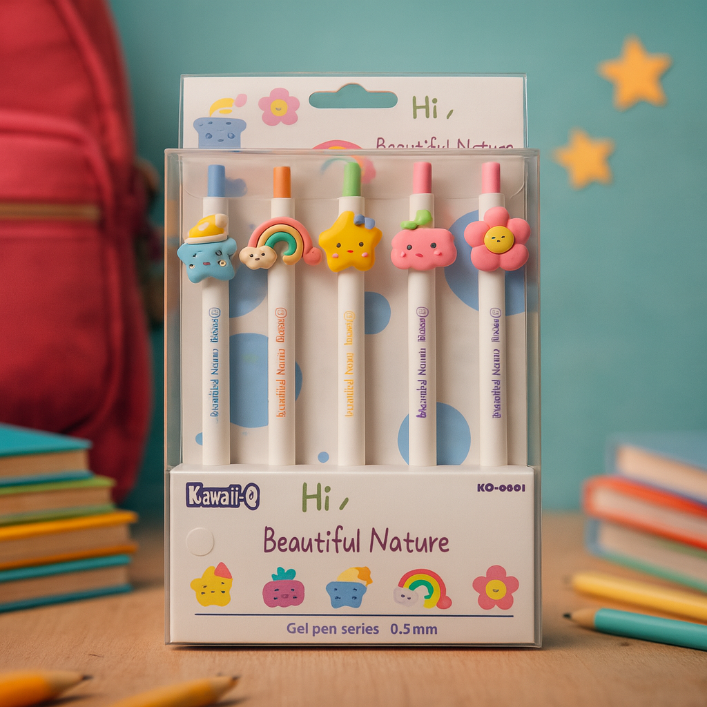 Kiwoo Beautiful Nature Pens 🖊️ 🌱 (Pack of 5)